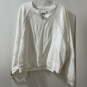 Aerie White Lace Detail Sweatshirt